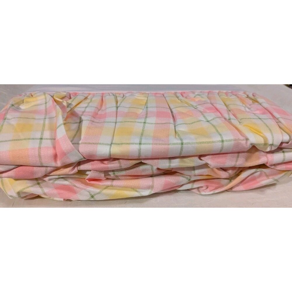 Pottery Barn Kids Crib Dust Ruffle Bed Skirt Plaid Pink Cotton Spring Percale - Picture 4 of 11